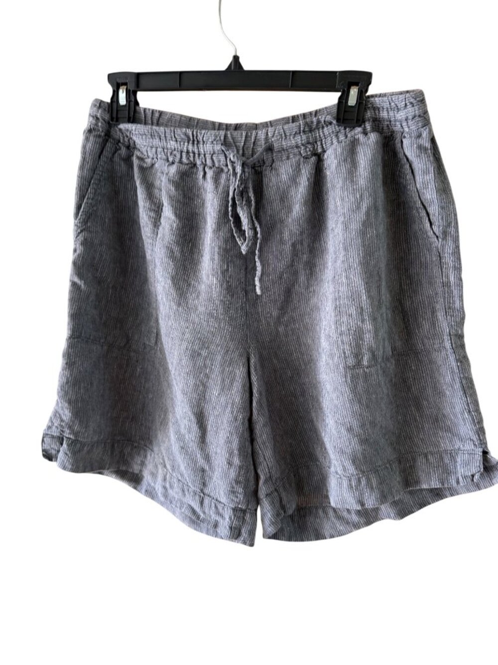 Poetry Womens Striped Pull on Relaxed Shorts Size US 10 Blue Linen Pocket Casual